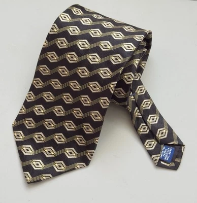 Savile Row Silk Tie Print Black Geometric - Image 1 of 4