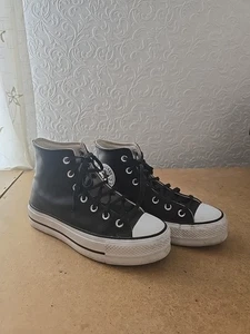 Converse Platform Leather Trainers Black Womens UK 5 US 7 - Picture 1 of 18