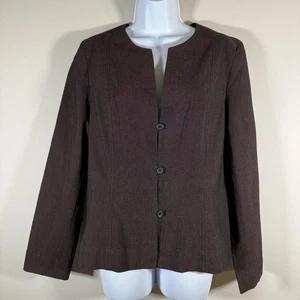 NWT Sigrid Olsen Sport Mahogany Brown Women's Buttoned Blazer Jacket 10 - Picture 1 of 6