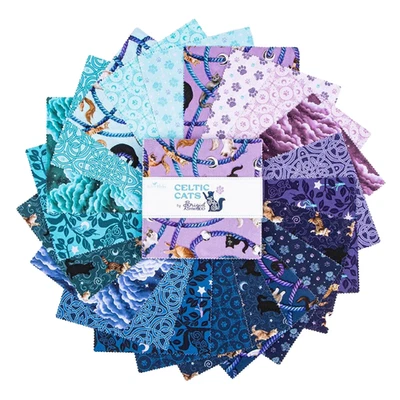 CELTIC CATS Stacker Pack from Riley Blake - (42) 5" fabric squares - Image 1 of 3