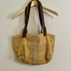 Prana Medium Slouch Tote Shoulder Bag Purse Boho Mustard Yellow Organic Cotton - Picture 1 of 8