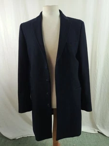 Feraud Mens Overcoat Size 40 Black Wool Bland Collar Pockets Buttons Lined - Picture 1 of 24