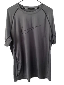 Nike Pro Shirt Mens Dri-Fit/SlimFit Running Gym Ventilation Mesh Swoosh Gray XL  - Picture 1 of 8