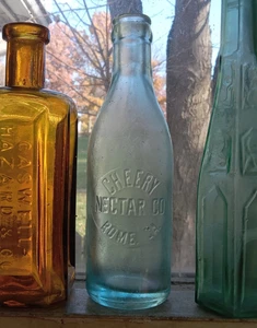CHEERY NECTAR CO ROME,GA HAND BLOWN EARLY 1900 CROWN TOP SODA BOTTLE - Picture 1 of 5