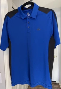 Adidas Polo Shirt Men Blue & Black Sz M Performance Golf Tennis Polyester - Picture 1 of 12