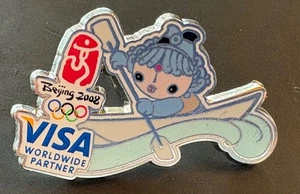 BEIJING 2008 - VISA OLYMPIC SPONSOR MASCOT CANOE /CAJAC  PIN - Picture 1 of 1