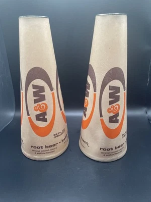 Редкий винтажный 1960-х A&W корневое пиво четверть вощеный конус коробки набор из 2 - Изображение 1 из 4