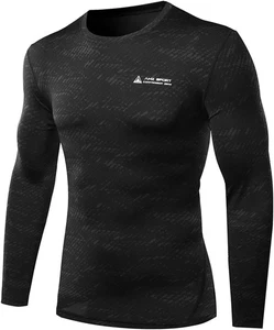 Maglia Compressione Uomo Maglietta Termica Manica Lunga per Ciclismo Running - Foto 1 di 12