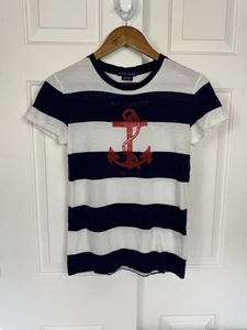 Camiseta Ralph Lauren Azul Y Blanco Rayas Cuentas Ancla Talla Pequeña - Imagen 1 de 6