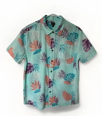 Bixby Nomad Button Down Shirt Boys 16/18 Blue Hawaiian Tropical Beach - Image 1 of 4