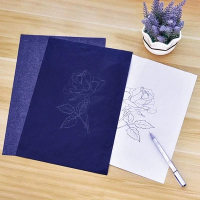 400 pcs Graphite Carbon Paper Carbon Transfer Tracing Paper Blue - Image 1 of 4