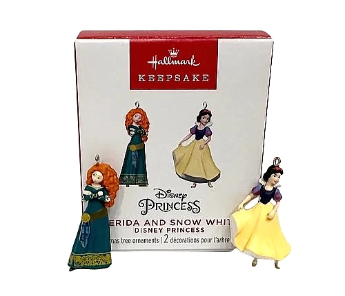 Mini Disney Princess Merida and Snow White Hallmark Ornaments