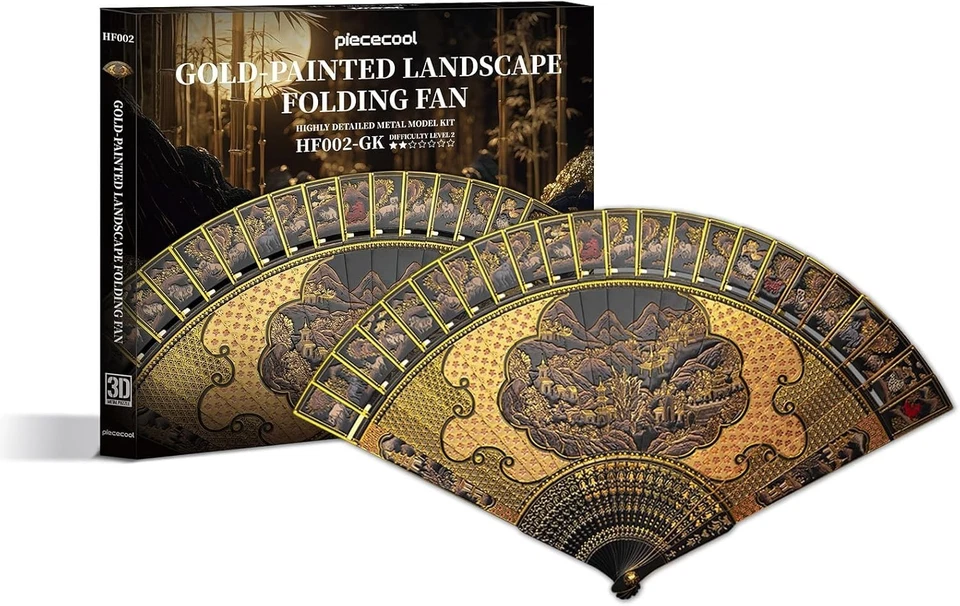 Piececool 3d Puzzles for Adult Gold-painted landscape fan 56p  metal JAPAN MJZ - Image 1 of 4