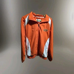 Russell Oklahoma State Windbreaker Jacket Mens Small Orange Team Issue Polyester - Picture 1 of 4