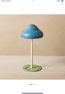 Abajur de mesa John Derian Target azul cogumelo decoração outono 2025 novo com etiquetas 10,5” - Imagem 1 de 4