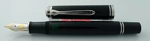 NUOVO LOGO Penna stilografica Pelikan Souveran blu nero argento M805 18K!!! - Foto 1 di 5