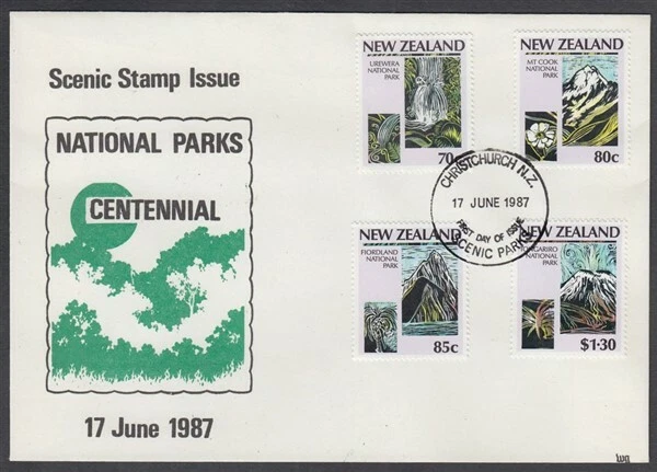 NEW ZEALAND 1987 NATIONAL PARKS FDC STIRLING SCARCER CACHET (ID:14/D36687) - Image 1 of 1