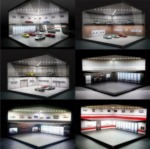 Diorama 1/64 Diecast Garage Model 3 LED Modes Model Cars Scene Display Case US - Picture 1 of 102