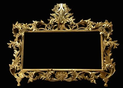 Vintage Restored Florentine Mirror Frame, Hand Carved  23k Gold Leaf 46” X 64” - Image 1 of 4