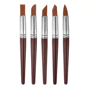 5pcs Silicone Clay Sculpting Tool Pottery Modelling Shaper Carving Tool Brown - Picture 1 of 5
