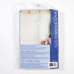 Dimensions Stamped Crewel Embroidery Pillowcases Kit 73418 Believe in Dreams - Picture 1 of 4