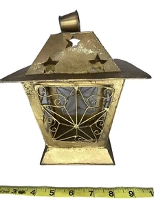 Vintage Gold Star Wired Votive Or Tea Light Hanging Lantern - Picture 1 of 10