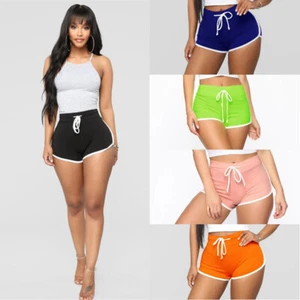 Girls Shorts Pants Casual sports contrast trim Running Gym Women Beach Hot Pants - Picture 1 of 21