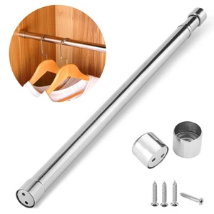 Wardrobe Rail Extendable Clothing Rail Stainless Steel Clothes Rod Socket Screwཱི - Picture 1 of 15
