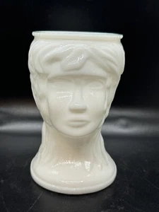 Vintage Milk Glass Woman Lady Head Vase Succulent Planter Figural Bust - Picture 1 of 8