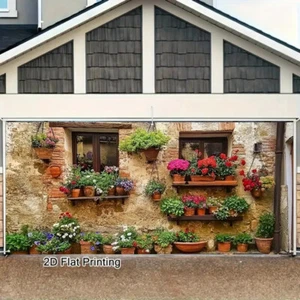 Dorf Blumengarten Garage Tür Banner Gewebe Outdoor Urlaub Party Hintergrund - Bild 1 von 11