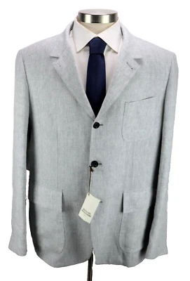 Maurizio Baldassari Jacket 46 (56 EU) Mens Light Grey Linen Travel Coat Italy - Image 1 of 4