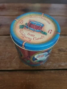 Vintage Wolfgang Candy Christmas Drum Tin Metal Box Santa Holiday York Pa  - Picture 1 of 8