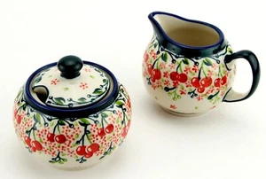 Juego de azucarero y crema de cerámica polaca hecha a mano Zaklady Boleslawiec Polonia - Imagen 1 de 3