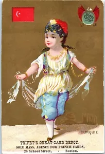 French Trade Turquie Turkey Flag Coat of Arms Trifet's Great Card Depot Boston - Picture 1 of 2