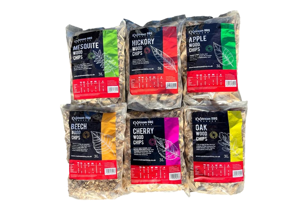 Exstream BBQ Grill Rauchholz Chips 9 TOLLE GESCHMACKSRICHTUNGEN 100 % natürlich