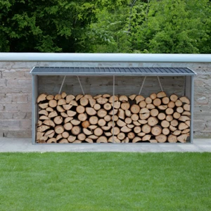 Outdoor Galvanised Steel Log Store Wood Firewood Rack Metal Garden Storage Shed - Picture 1 of 26