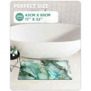 Bath / Kitchen Mat 32 x 17 Rug, Green Marble Design - Picture 1 of 8