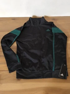 Adidas Boys' Basic Long Sleeve Iconic Tricot Jacket Black gree Large (14/16) NWT - Picture 1 of 6