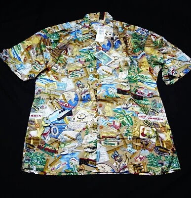 NEW! REYN SPOONER CAMP SHIRT  -M- CUBAN CIGAR SMOKE HAVANA PIRATE BIRD USA LAWN - Image 1 of 4
