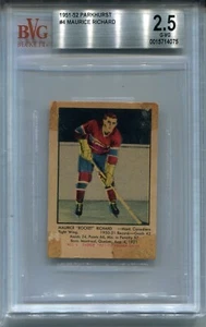 1951 Parkhurst Hockey #4 Maurice Richard Rookie Card Graded BVG 2.5 - Picture 1 of 2