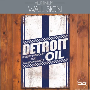 Detroit Oil Muscle Car Garage Man Cave Mechanic Metal Vintage Wall Art Sign - Picture 1 of 5