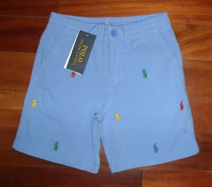 NWT Boy's Polo Ralph Lauren All Over Embroidered Pony Shorts Size 5 Color Blue - Picture 1 of 5