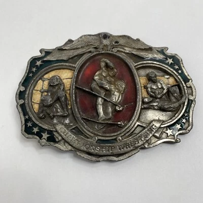 Hebilla de cinturón de latón rústico bergamota 1985 vintage campeonato lucha libre Foto 1 de 4