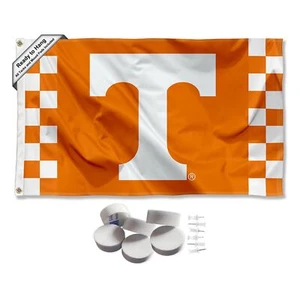 Tennessee Volunteers Checkered Stripes Large Logo Tapestry Banner - Picture 1 of 5
