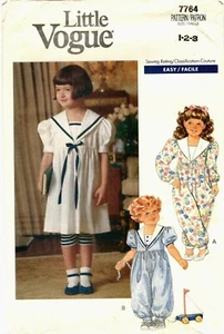 Little Vogue 7764 Dress Jumpsuit Leggings Toddlers Sewing Pattern Uncut Size 1-3 - Imagen 1 de 2