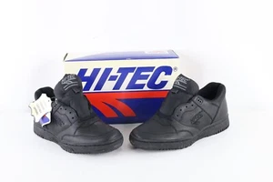 NOS Vintage 90s HiTec Streetwear Mens 7.5 Spell Out Leather Sneakers Shoes Black - Picture 1 of 10