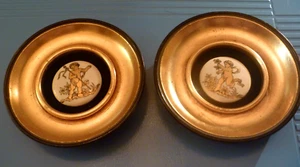 Vintage 2 Small Round Cherub Tile Pictures 5" B&S NY - Picture 1 of 8