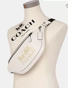 NWT Coach Pebble Leather Warren Belt Bag With Horse And Carriage C4137 Chalk - Picture 1 of 5
