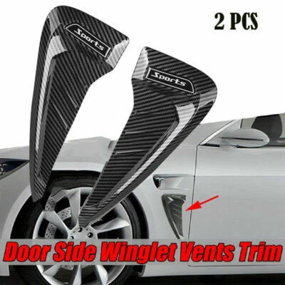 Carbon Fiber Side Wing Air Flow Fender Grill Intake Vent Trim Sticker Universal - Image 1 of 4