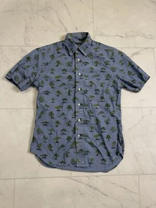 Gitman Bros Vintage Short Sleeve Bonsai Tree Print Blue Short Sleeve Shirt SM - Picture 1 of 7